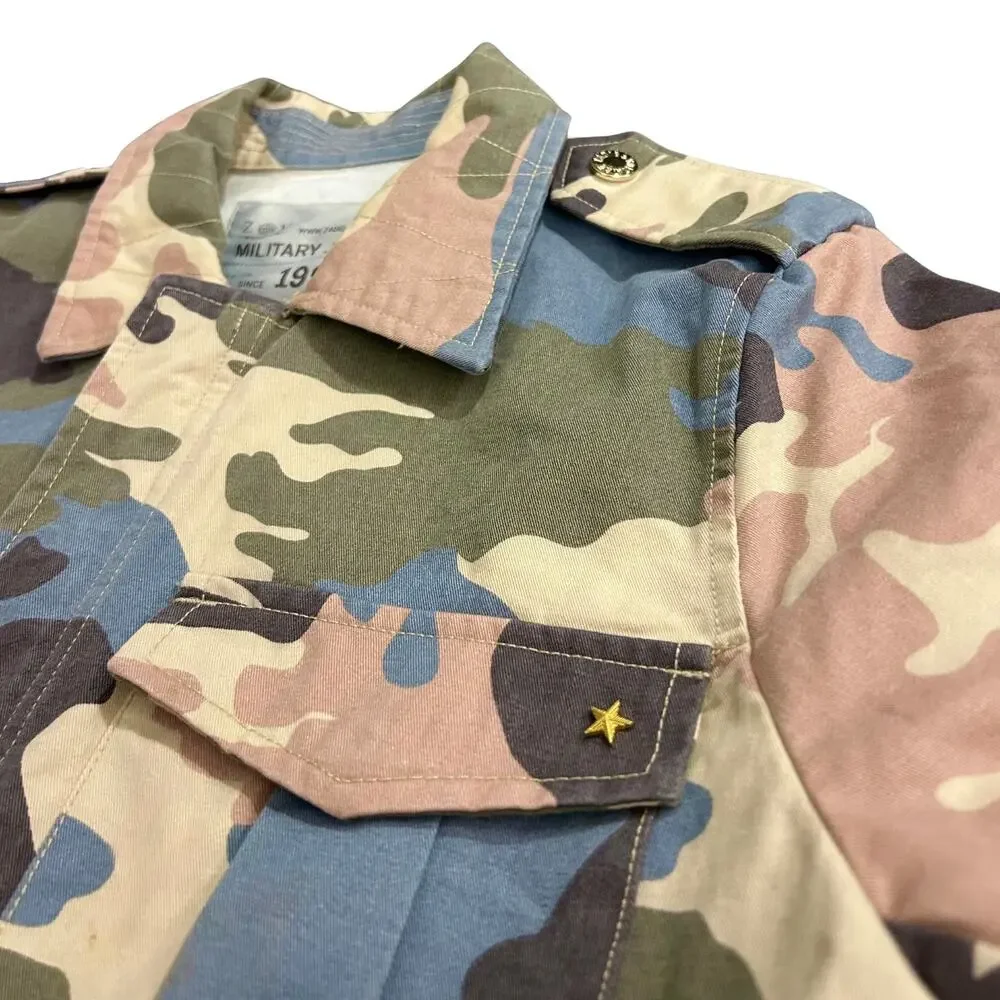 Zadig & Voltaire Kayak Camo Military Jacket Pastel Cotton Canvas Size Small - Picture 4 of 12